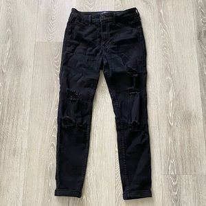 Hollister Black High Rise Jeans Legging Crop Advanced Stretch | Size W26 L25 3R